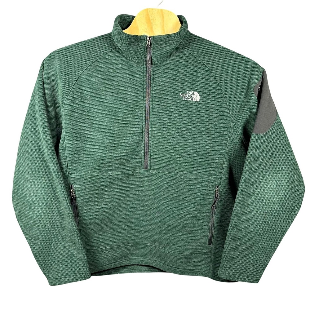 The‎ North Face Green Textured Fleece 1/2 Zip Pullover Men's XL Jacket Polartec